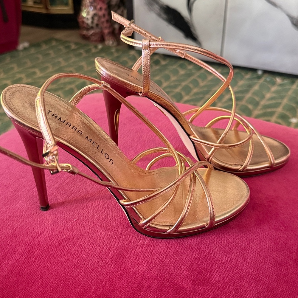 Tamara Mellon Metallic Strappy Sandals